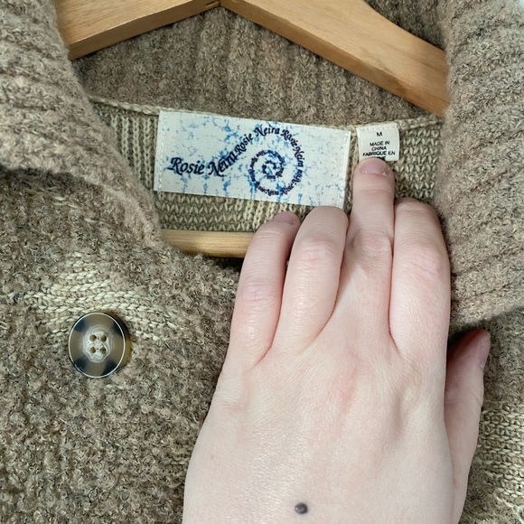 Anthropologie Rosie Neira Intarsia Lattice Double Breasted Cardigan - Picture 6 of 8